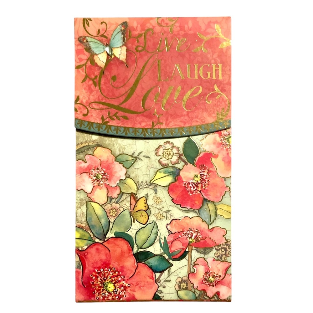 Punch Studio Embellished Long Notepad: 
Floral "Live Laugh Love" (98347)